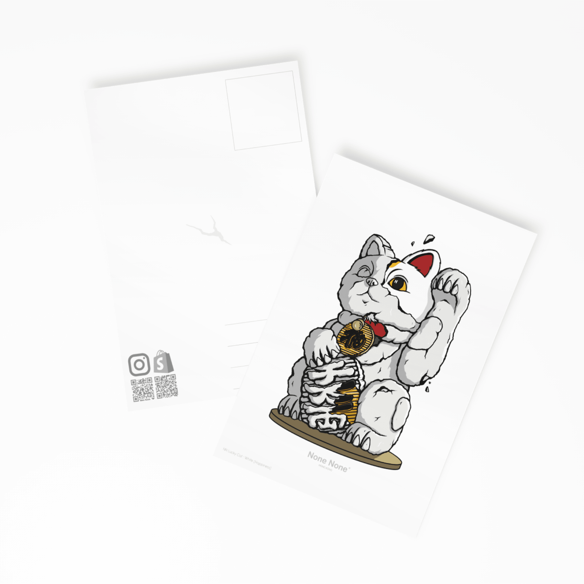 NN Lucky Cat Postcard - White - None None